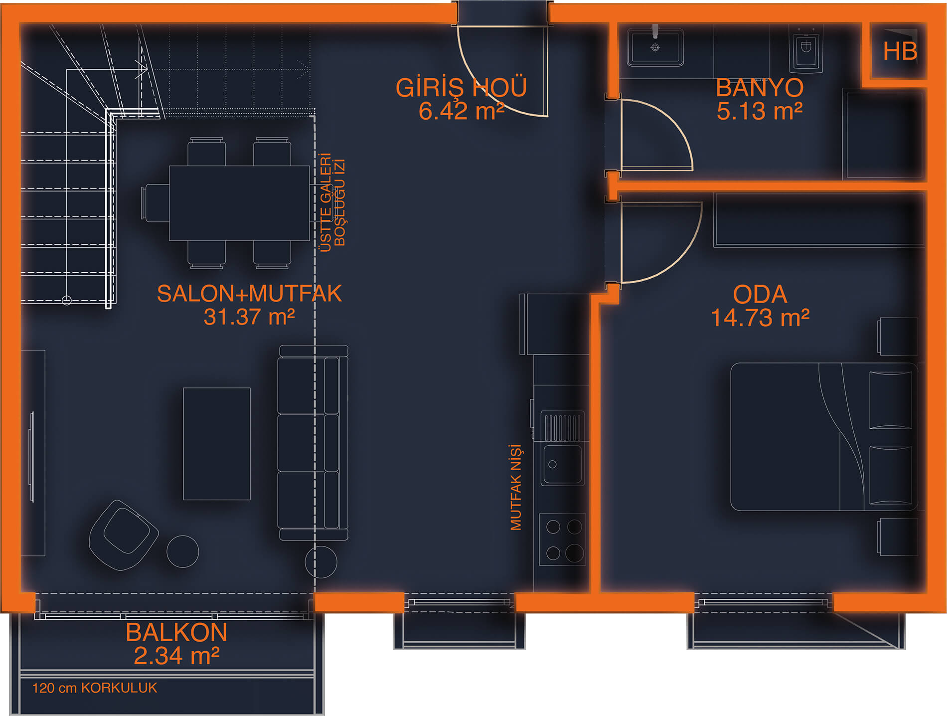 Ankara Gölbaşı'nda Type D Loft Daire Ground Floor