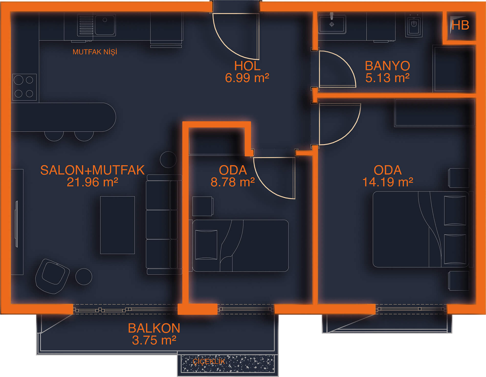 Ankara Gölbaşı'nda Tip P 2+1 Konut 2. Kat