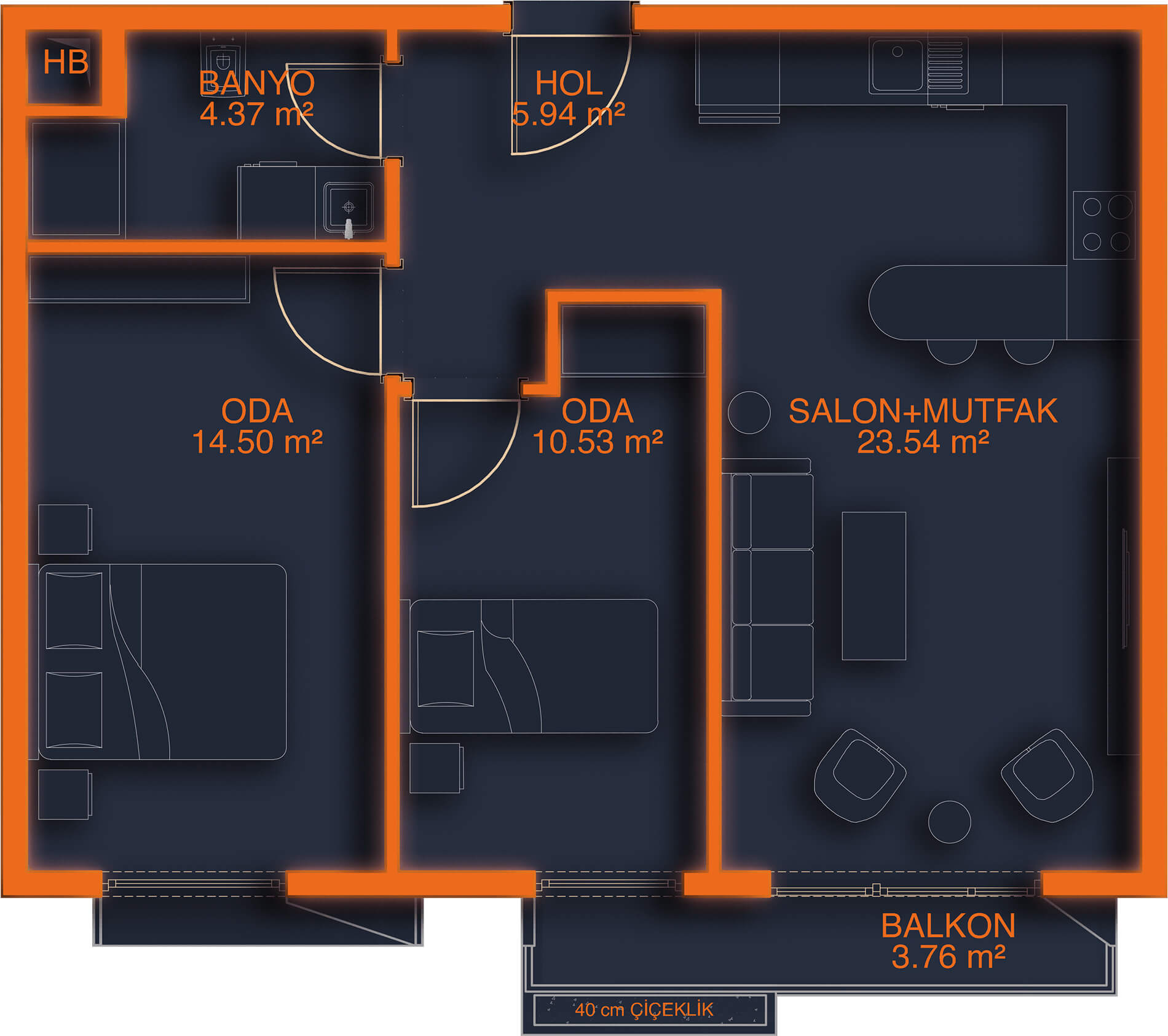 Ankara Gölbaşı'nda Tip R 2+1 Konut 2. Kat