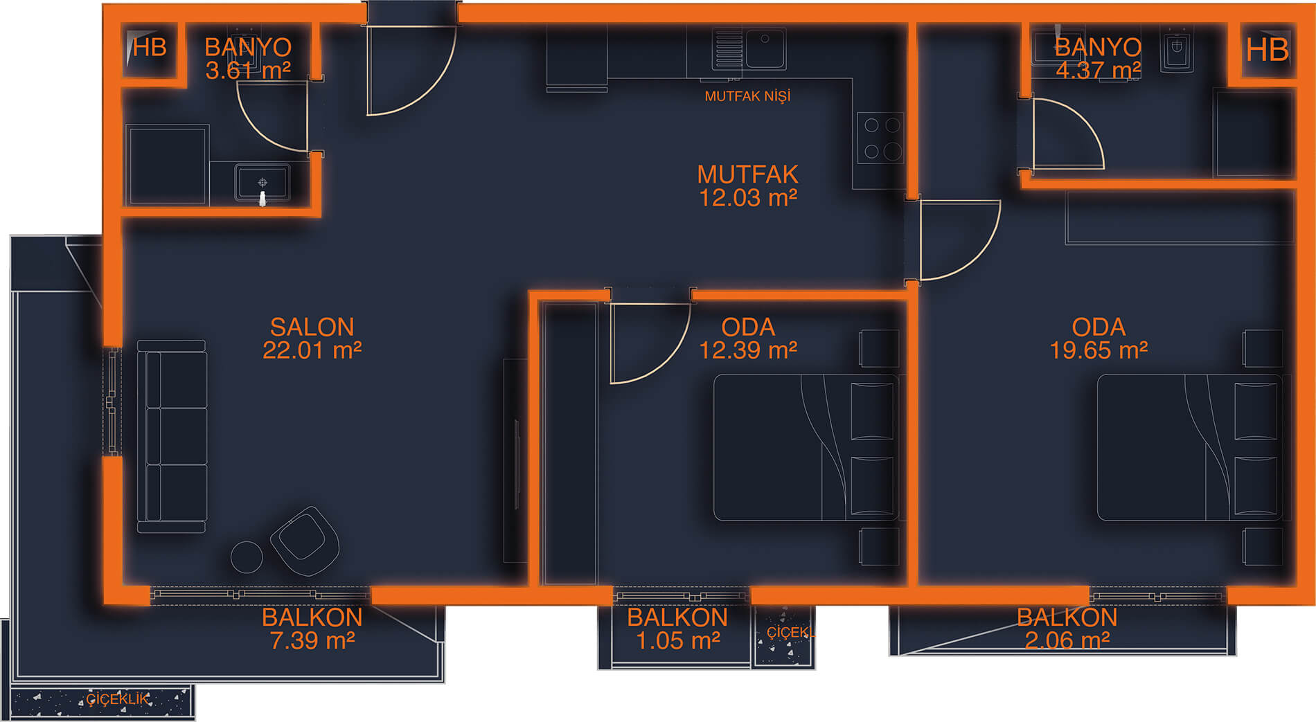 Ankara Gölbaşı'nda Tip T 2+1 Konut 2. Kat